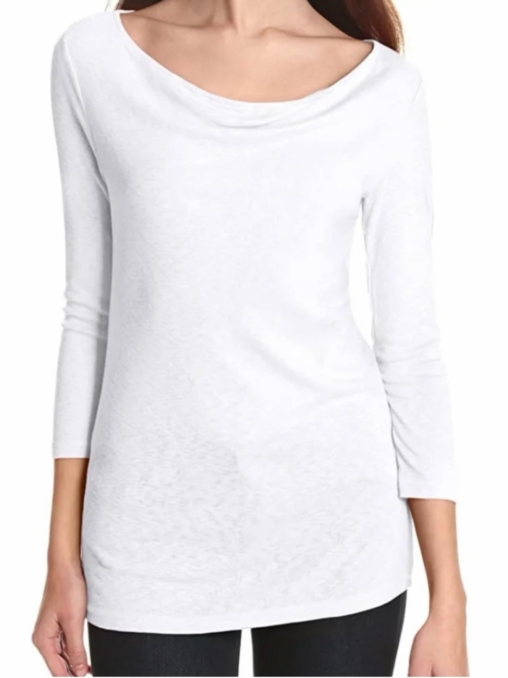 MICHAEL STARS 3/4 Length Drape Neck Slub Tee, One Size